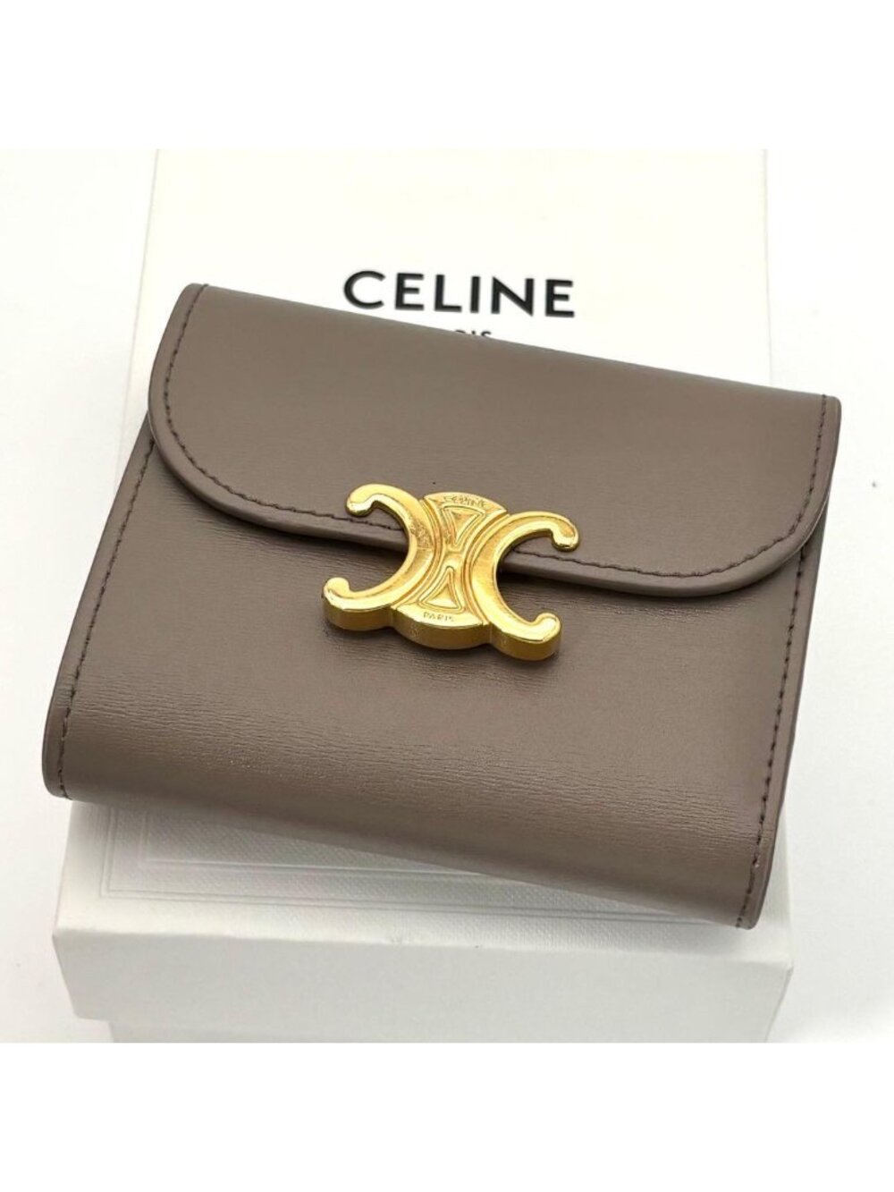 Celine Wallet Small Flap Triomphe Gray